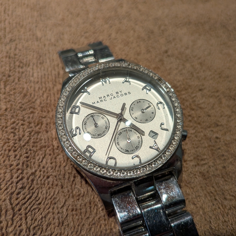 Marc By Marc Jacobs Henry Glitz Silver Tone Men's Watch Untested